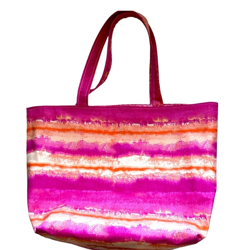 Hand Crafted Pink Tie Dye Tote Bag Fabric All Purpose Market Carrying Purse - Picture 5 of 8